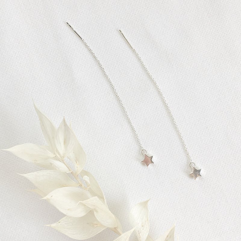 Eternal Star II S925 sterling silver earrings electroless anti-allergy attached silver silver cloth, silicone earplugs - ต่างหู - โลหะ สีเงิน