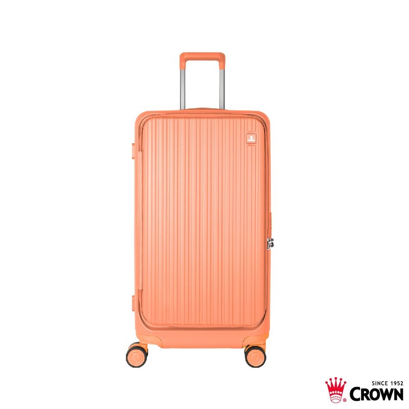 【CROWN】28吋 BOXY 前開框架胖胖拉桿箱 託運箱  蜜桃粉橘 - 行李箱/旅行袋 - 塑膠 卡其色