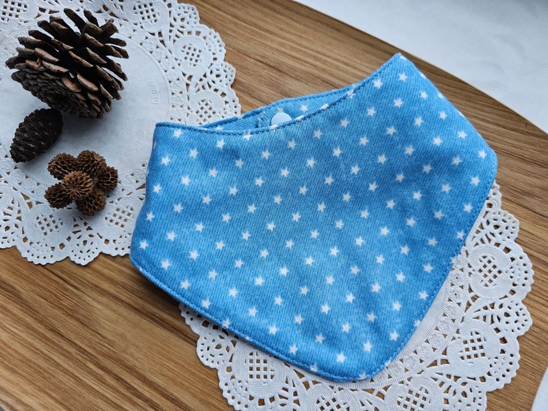 Scarf style eight-layer gauze baby bib pocket/spit towel (star) - Bibs - Cotton & Hemp Blue