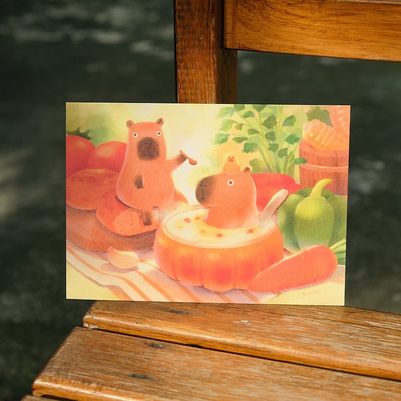 Postcard 500 Thick Pounds - Capybara Soup - การ์ด/โปสการ์ด - กระดาษ ขาว