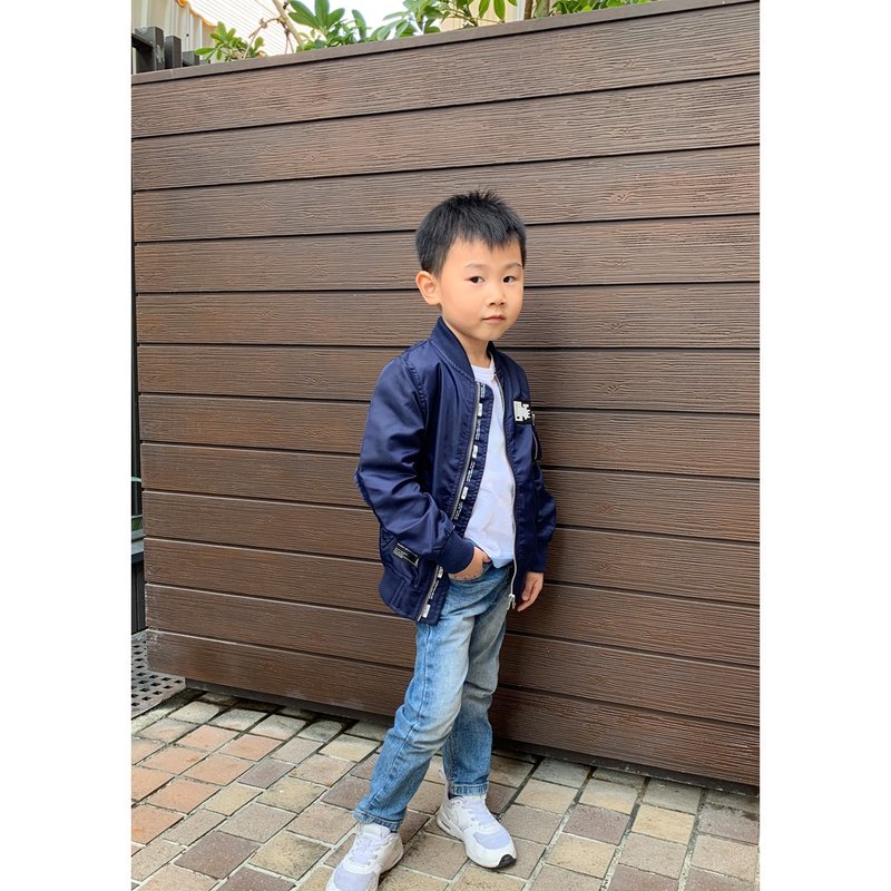 L.I.M.I.T.E - Kid's Silicon Patch with Printed MA-1 Jacket - เสื้อแจ็คเก็ต - ไนลอน สีน้ำเงิน