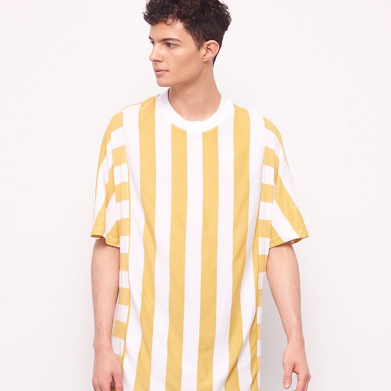 Stone@s Printed T-shirts In Yellow / 芥末黃 直條 條紋 tee - T 恤 - 棉．麻 黃色