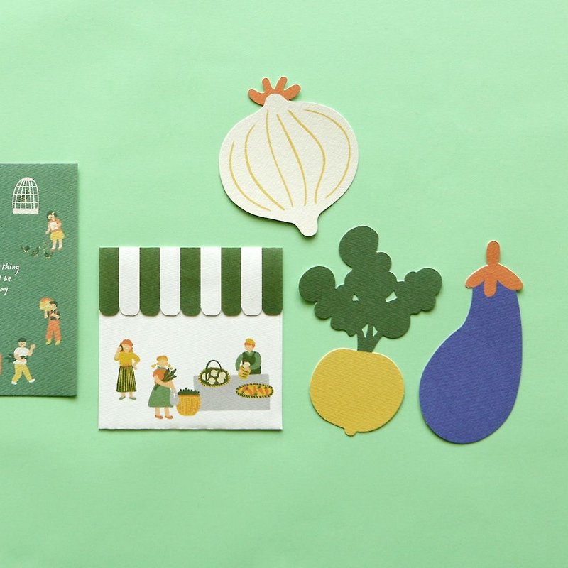 Casual music model card four into group -02 fruit and vegetable shop, E2D17002 - Cards & Postcards - Paper Multicolor