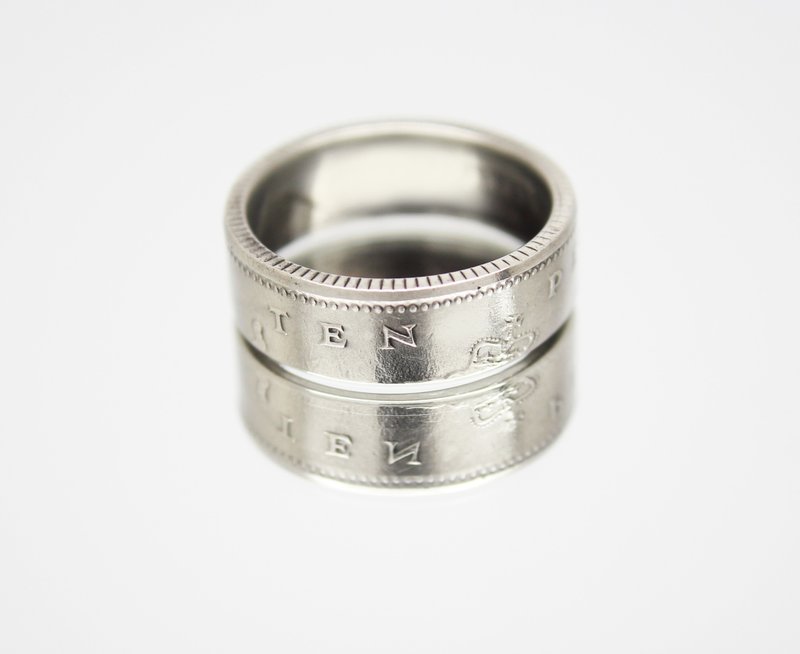 Great Britain Coin Ring 10 pence 2001 coin rings for men coin rings for women - 戒指 - 其他金屬 
