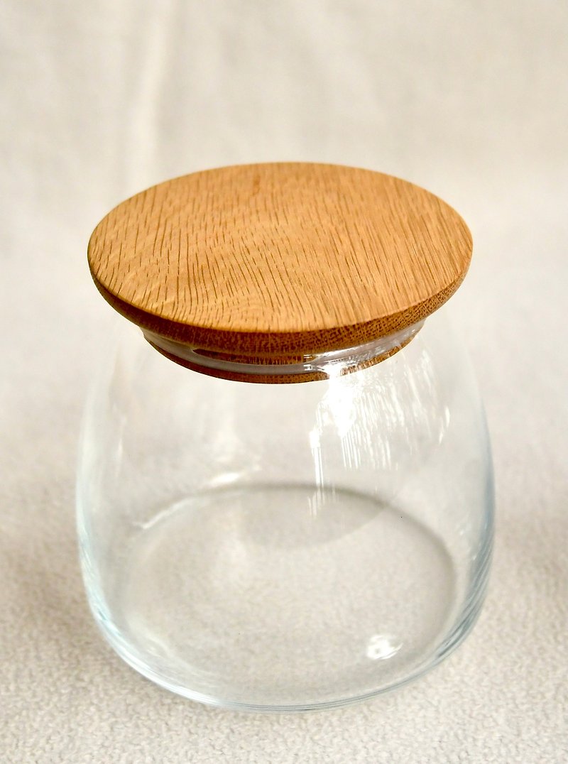 iwood glass jar with wooden lid-medium (750ml) - กล่องเก็บของ - แก้ว 