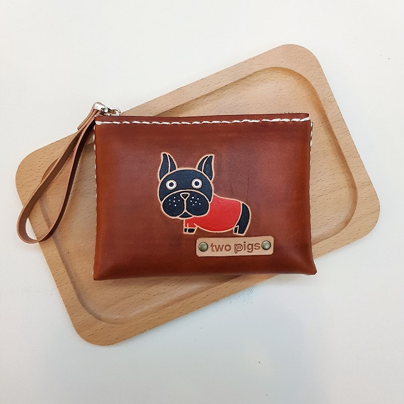 Coin purse_pure cowhide_fighting_can play English name - กระเป๋าสตางค์ - หนังแท้ สีนำ้ตาล