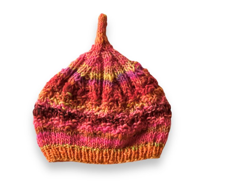 Limited to one item New product Made with Noro Eisaku yarn Pumpkin orange gradation Free size Small gift - Hats & Caps - Wool Orange