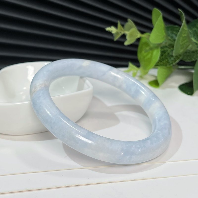 玉化淺藍白方解石手鐲59MM 透感星光碳酸鈣手環 靈氣療愈沁人心脾 - 手鍊/手環 - 半寶石 