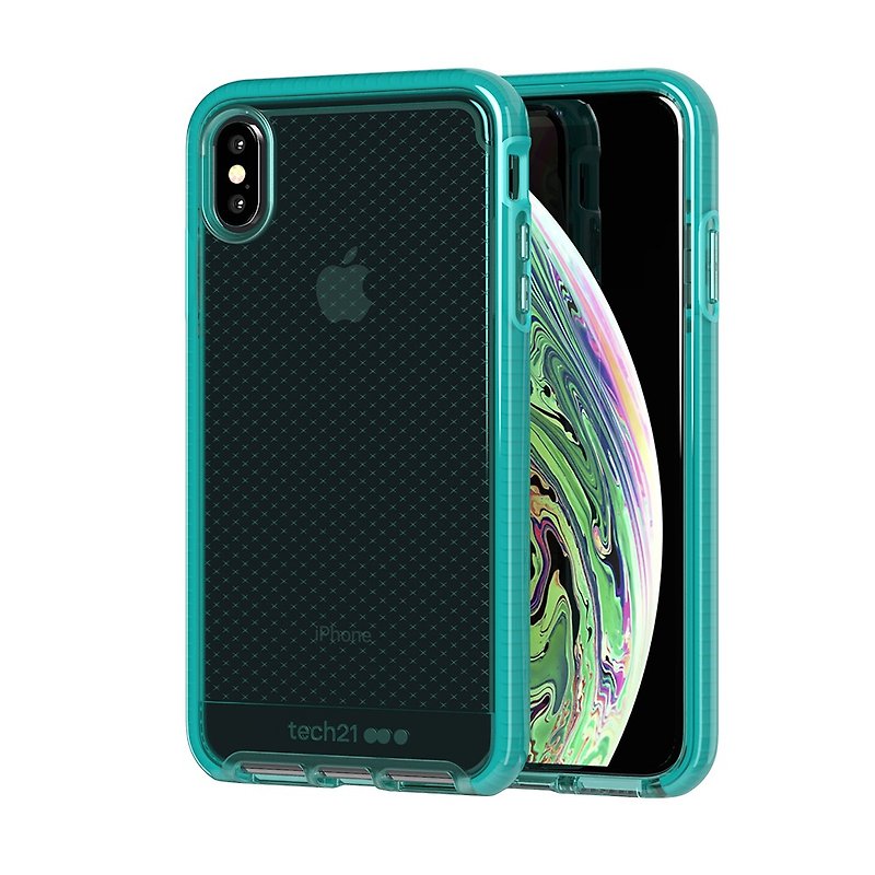 矽膠 手機殼/手機套 綠色 - Tech 21防撞軟質格紋保護殼-iPhone Xs Max 透綠(5056234705766)