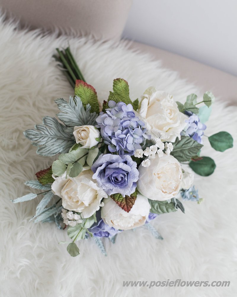 My Baby Blue - Perfect Love Hand Tied Bridal Bouquet - 木工/竹藝/紙雕 - 紙 藍色