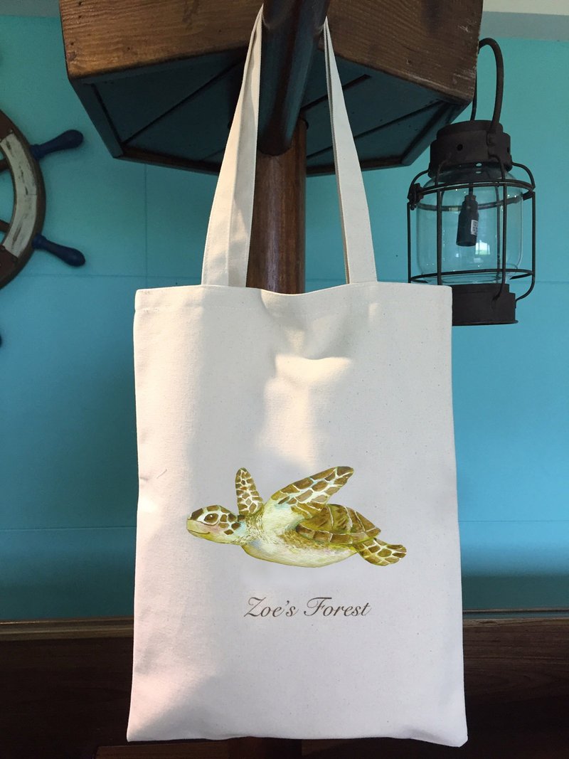 Forest Sea Animals Canvas Bag Fei Fei Turtle - Messenger Bags & Sling Bags - Cotton & Hemp 