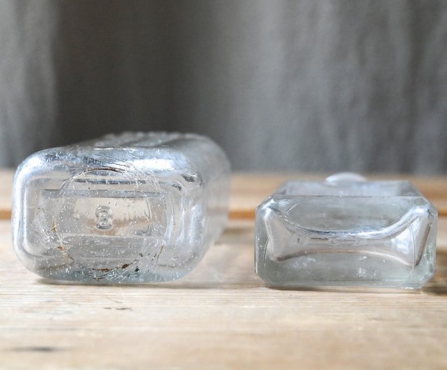 古いガラス瓶 2点セット Old Small Clear Glass Bottle 6