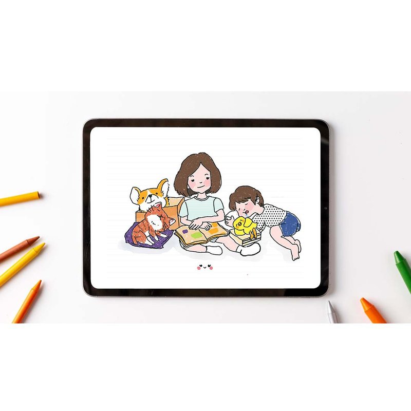 Painting family in ahiru studio style, size A4 digital file format. - 電子似顏繪/繪畫/插畫 - 其他材質 