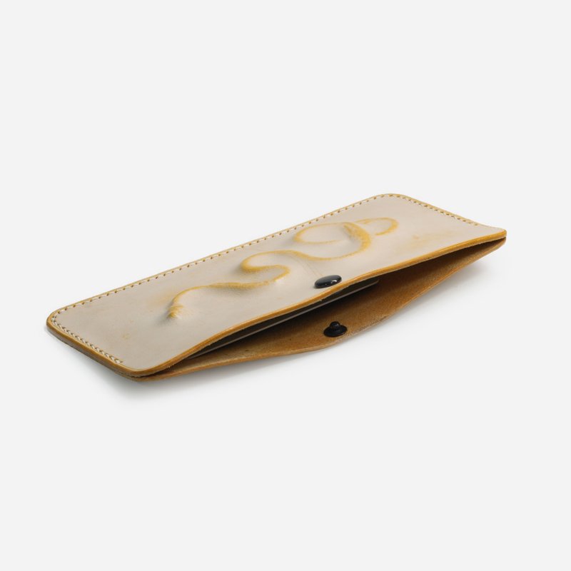 手作卡包零錢包便攜浮雕創意蛇形牛皮檸檬黃造型蛇紋 - 錢包/皮夾/長短夾 - 真皮 黃色