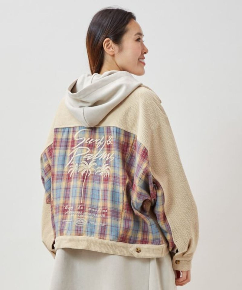 【熱門預購】夏威夷刺繡格紋拼接襯衫 (二色) 4CA-5325 - 女襯衫 - 其他人造纖維 