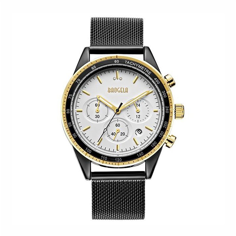 ROADMASFER Series - Black and White Dial / Black Milan Strap Adjustable Watch - นาฬิกาผู้ชาย - วัสดุอื่นๆ สีดำ