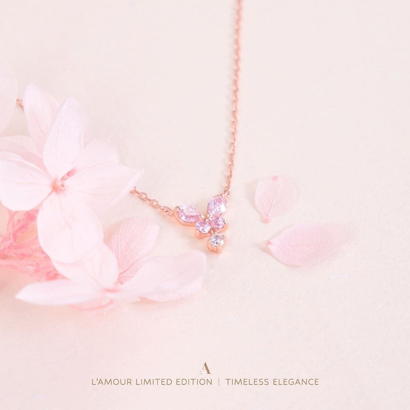 L'amour Butterfly Necklace (Rose Gold) - Necklaces - Sterling Silver 