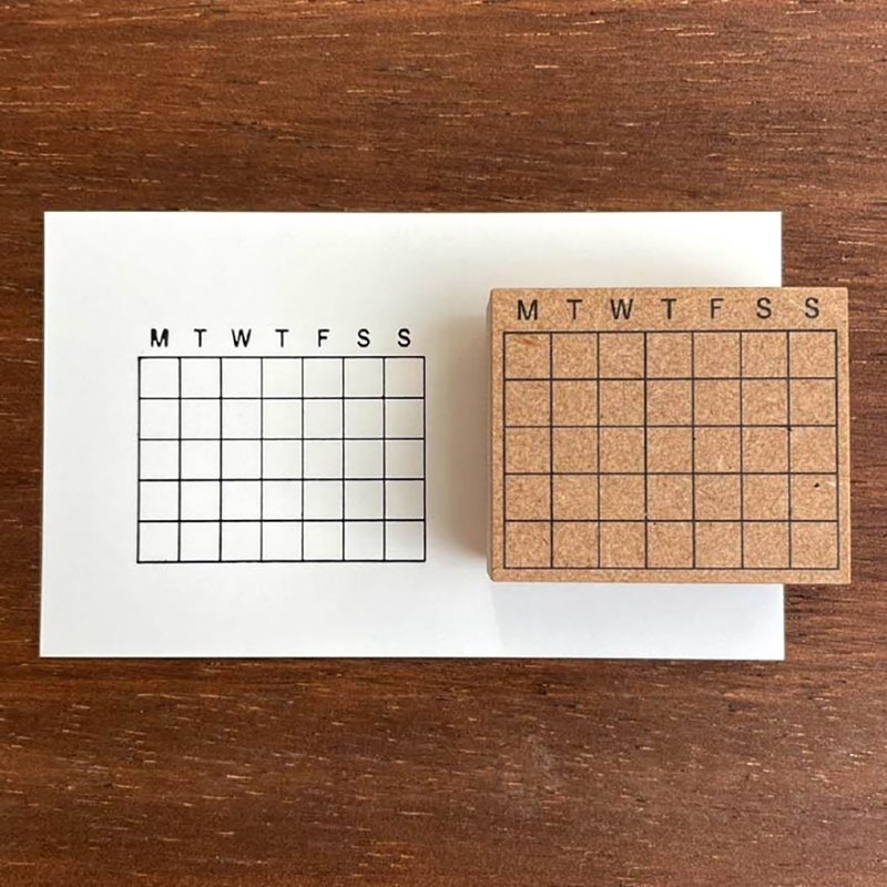 Calendar M English version Diary stamp rubber stamp schedule book diary made in Japan b-025 - Stamps & Stamp Pads - Wood 