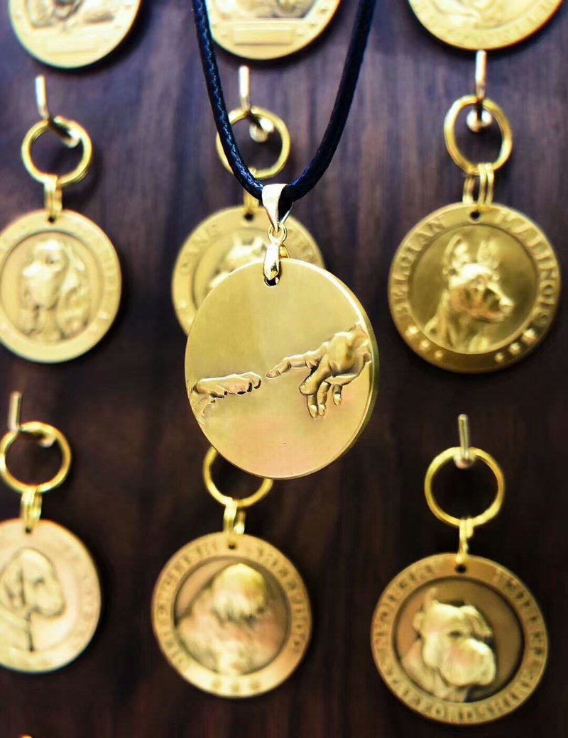 黃銅浮雕狗牌 免費銘刻寵物資訊 - 客製化寵物商品 - 銅/黃銅 