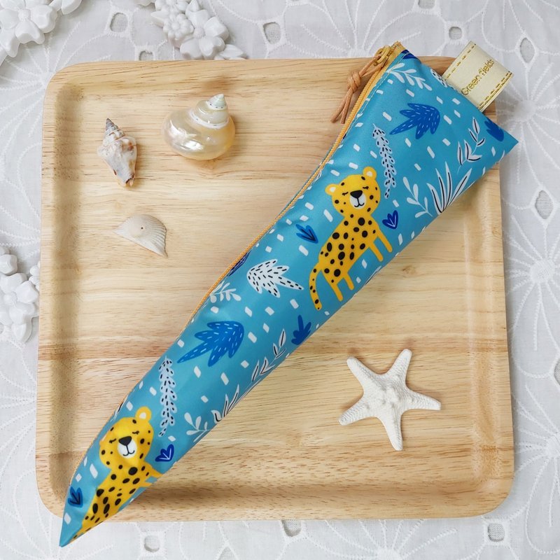 Korean cartoon tiger waterproof zipper three-dimensional tableware bag - ช้อนส้อม - วัสดุกันนำ้ สีส้ม