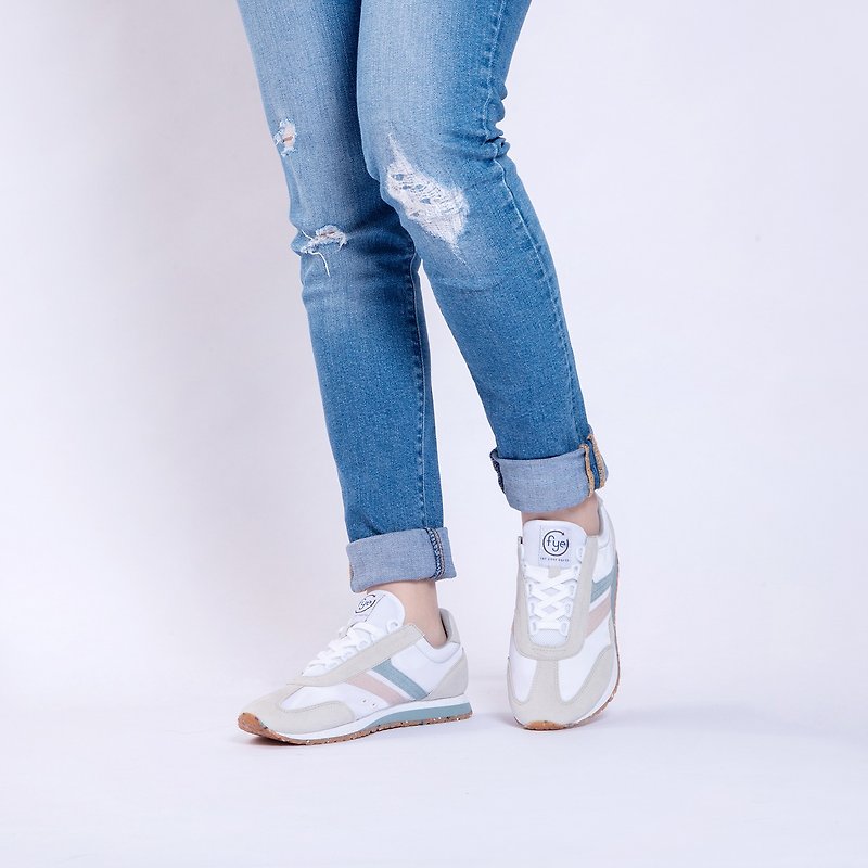 寶特瓶製休閒鞋   Dijon復古系列   微風粉/淺藍   女生款 - 女款休閒鞋 - 環保材質 白色