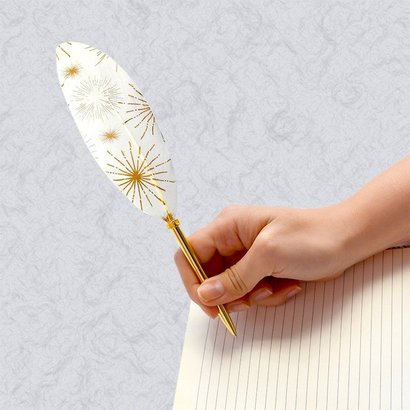 Japan Quill Pen Feather Ball Pen Lucia Light Messenger L01 Feather Pen White Sparkle Light - Ballpoint & Gel Pens - Other Materials White