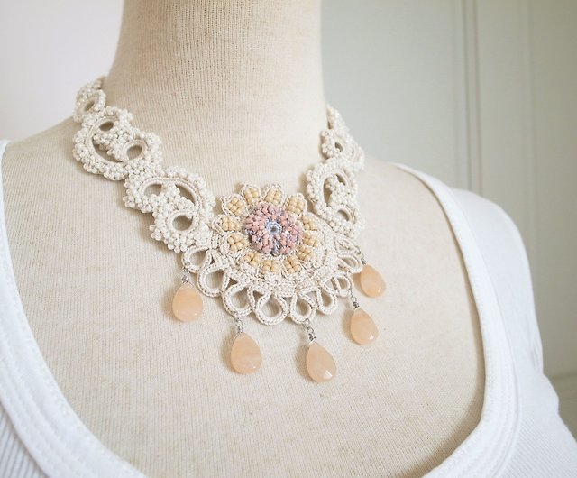 Irish Crochet Lace Jewelry (Cosmos I-a) Fiber Jewelry, Statement Ring, Crochet Ring