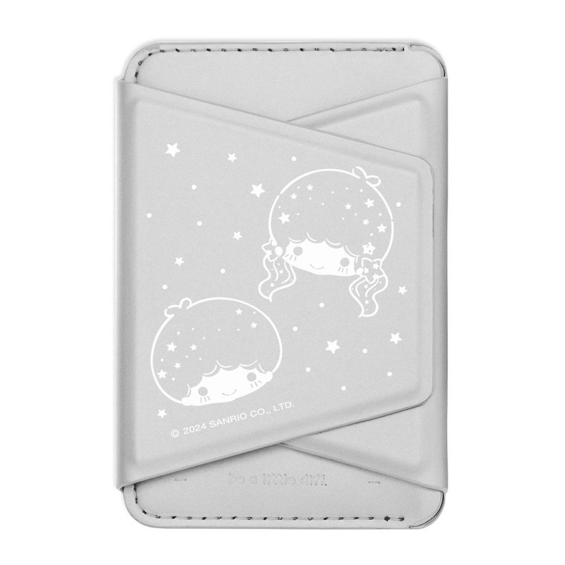 Riche MagSafe 雙星仙子50週年 KIKI LALA 星河 銀色支架磁吸卡包 - 手機/平板支架 - 人造皮革 銀色