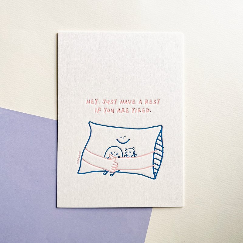Small Potato Postcard - Rest when you are tired - การ์ด/โปสการ์ด - กระดาษ สีน้ำเงิน