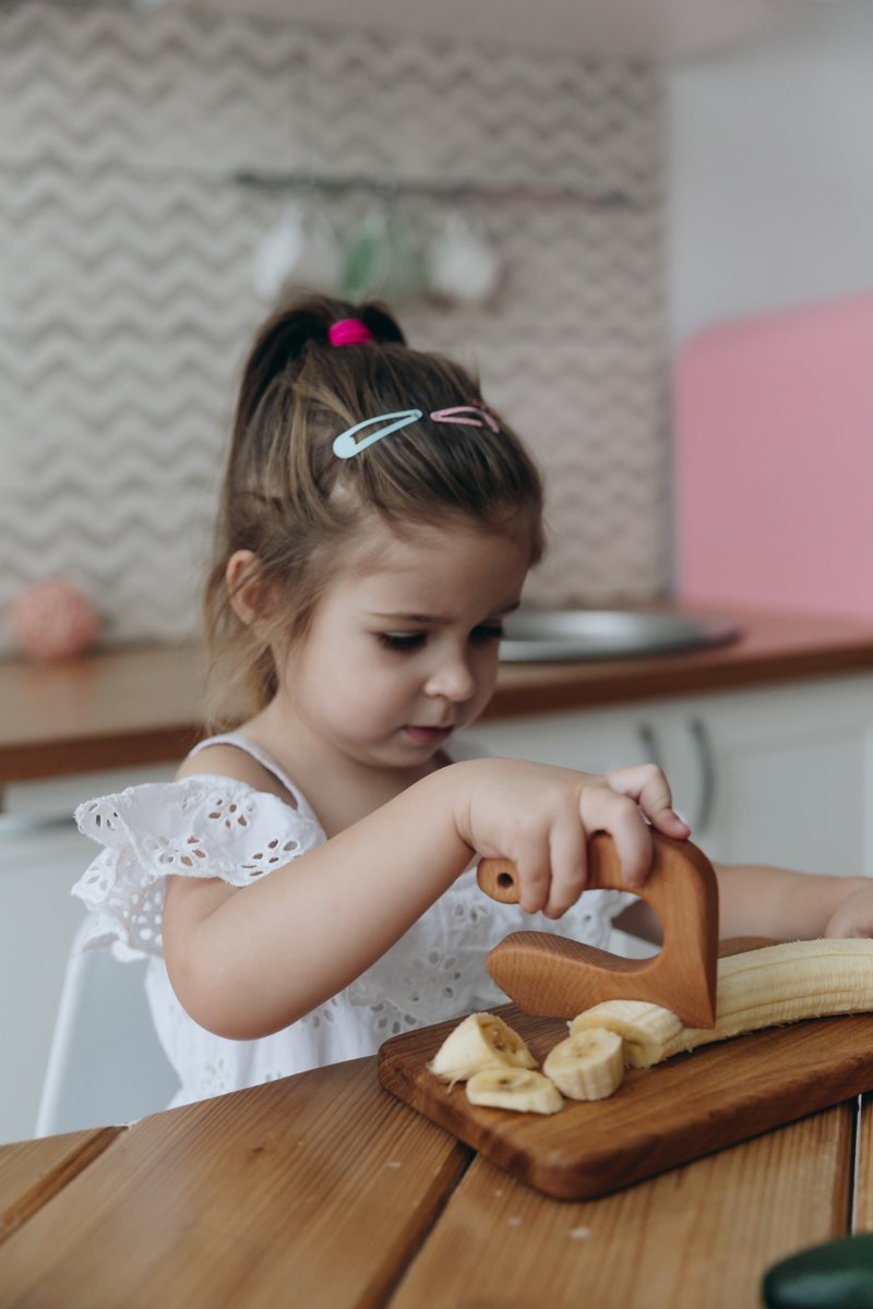 Safe Wooden Knife for Kids, Children's Utensil Montessori Knife, Beech Wood - ของเล่นเด็ก - ไม้ 