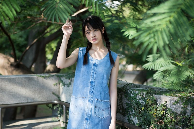 Minimalism denim dress - One Piece Dresses - Cotton & Hemp 