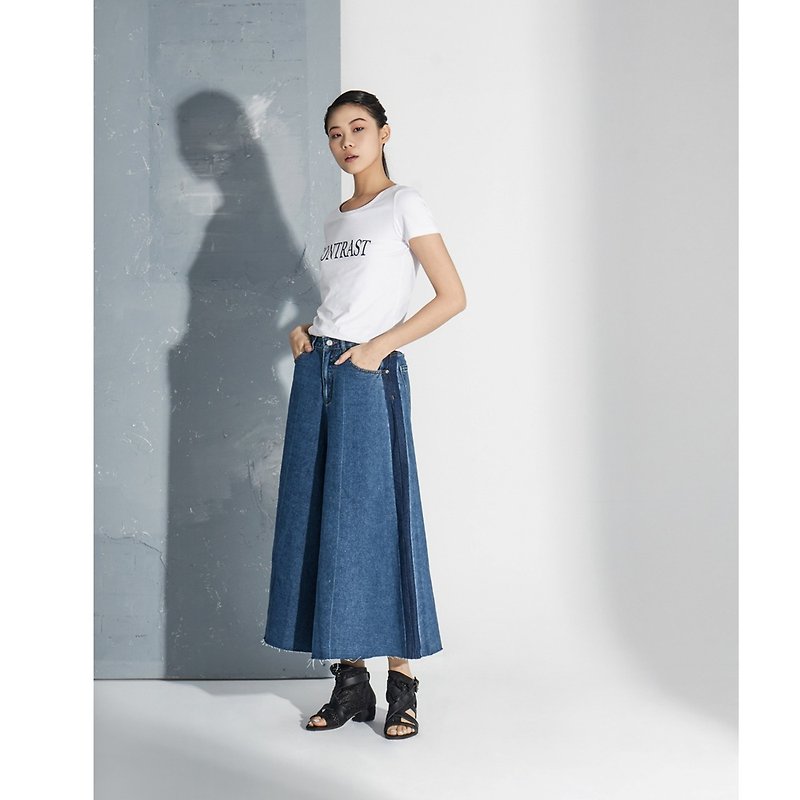 【In stock】 Denim wide-leg pants  - Women's Pants - Cotton & Hemp 