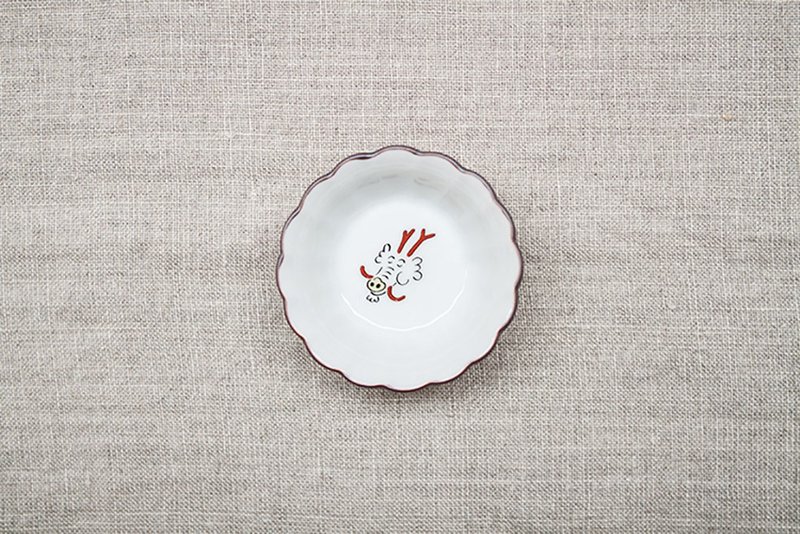 [+ tPlanning] 13 Zodiac KUTANI SEAL Chrysanthemum Small Bowl-Chen（ドラゴン） - 小皿 - 磁器 ホワイト