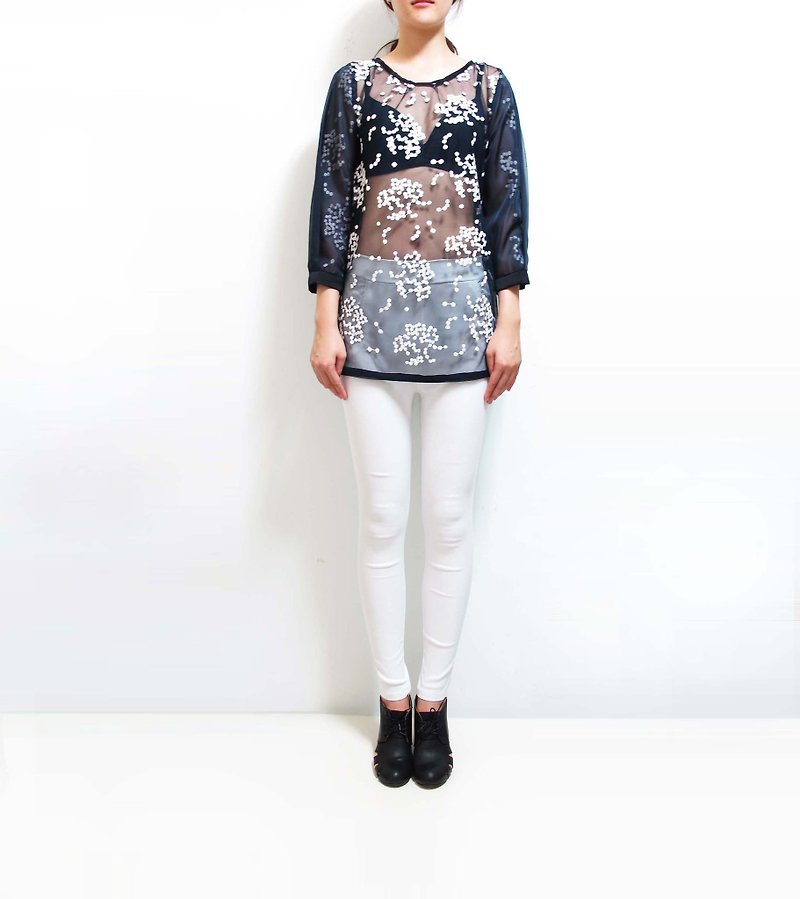 Wahr_  fine mesh yarn embroidered tops - Women's Tops - Other Materials 