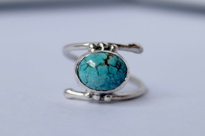 Turquoise - Turquoise Sterling Silver Ring - General Rings - Sterling Silver Green