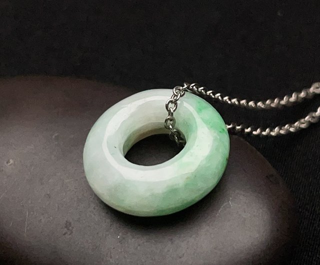 アイスもち種 漂緑翡翠 平安環ネックレス | 天然ミャンマー産翡翠A貨