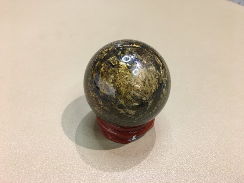 Bronze pyroxene ball 45mm - represents wealth - ของวางตกแต่ง - เครื่องประดับพลอย 