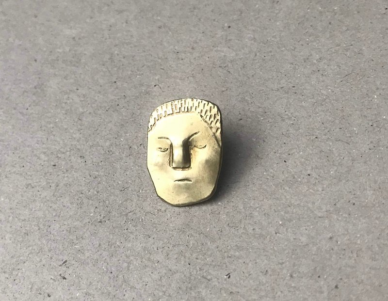 Volkswagen Face Brass Pin 05 - Brooches - Other Metals 