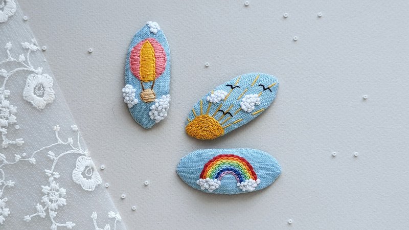 彩虹髮夾刺繡髮夾氣球髮飾 - 嬰兒手鍊/飾品 - 其他材質 
