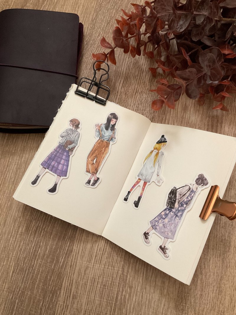 水彩女孩全斷貼紙組 - 貼紙 - 紙 