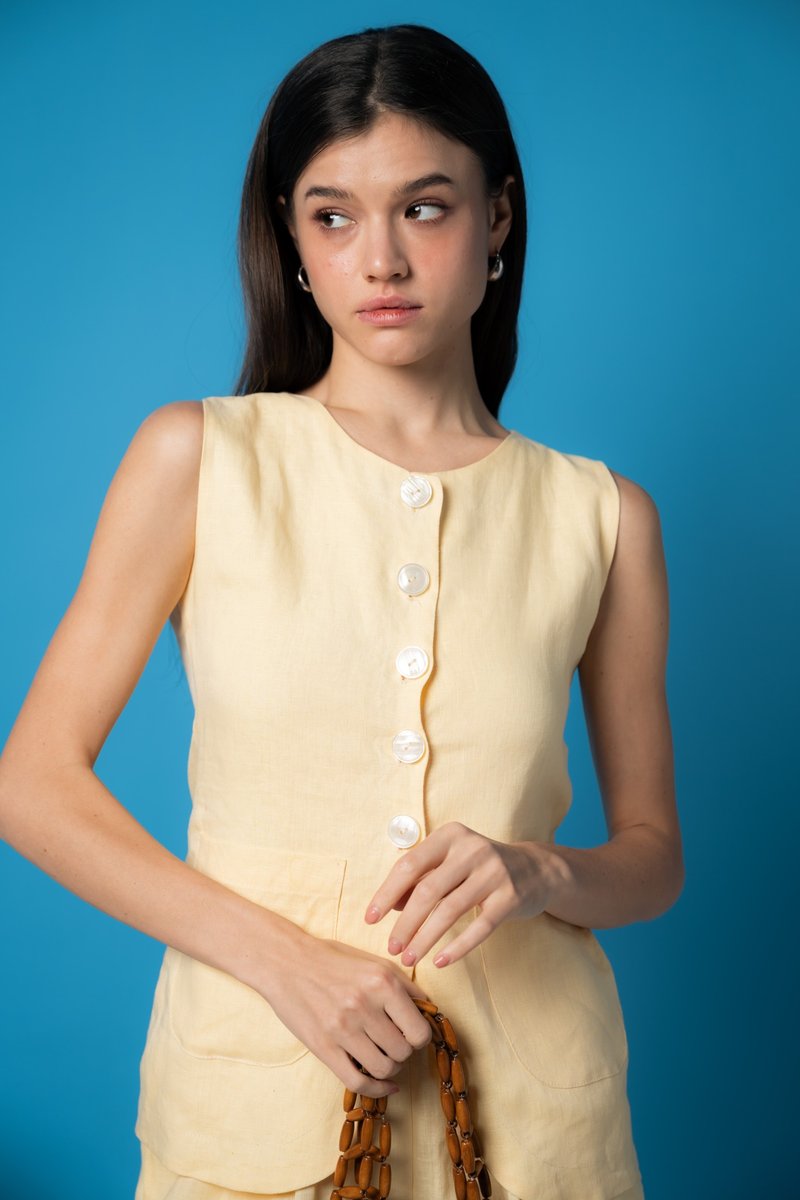 Palit Emma top (Vanilla) - 女上衣/長袖上衣 - 棉．麻 