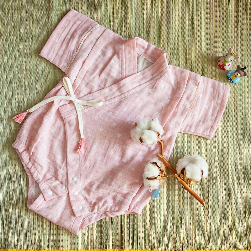 Strawberry milk marshmallow organic cotton double yarn Jinhei kimono bag fart - อื่นๆ - ผ้าฝ้าย/ผ้าลินิน สึชมพู