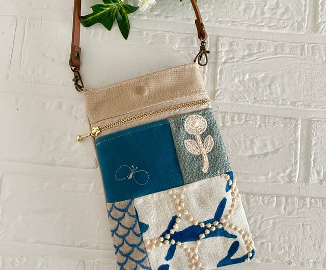 ミナペルホネン☆ラウンドファスナー長財布☆ハンドメイド ミナペルホネン「sky flower」ラウンドファスナー長財布