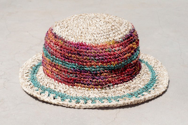 手織りコットンキャップ/ニットキャップ/帽子/バイザーの限定版 - 手織り中空対照的な色（一つだけ） - 帽子 - コットン・麻 多色