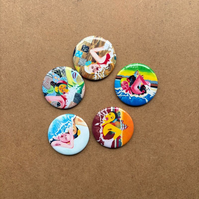 7AB 復古藝術SWIM插畫徽章KAWS潮流配飾胸針別針 - 徽章/別針 - 其他金屬 