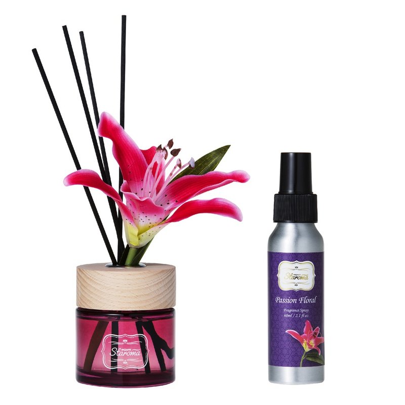 STAROMA Classic Floral Diffuser Bottle + Spray-Passion Floral - Fragrances - Essential Oils Purple