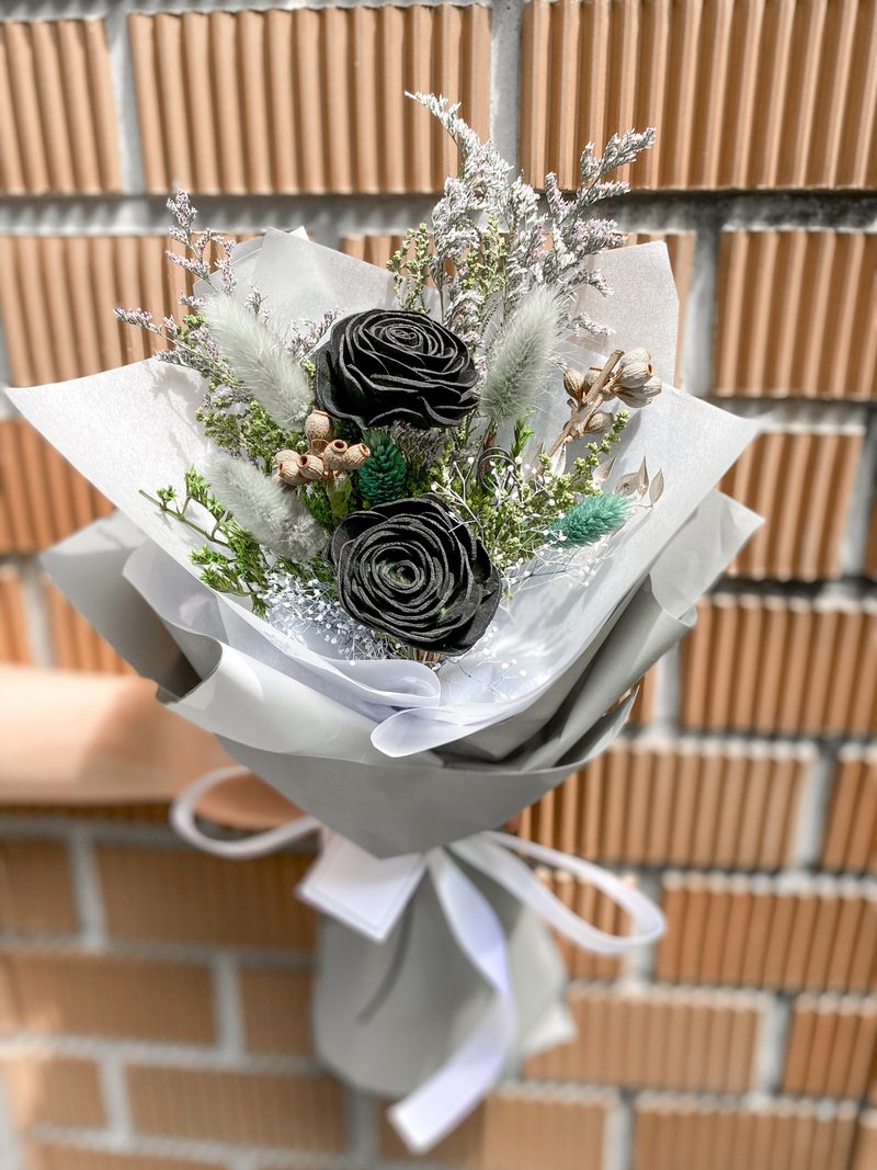 畢業花束/綠色黑色/乾燥花 - 乾燥花/永生花 - 植物．花 黑色