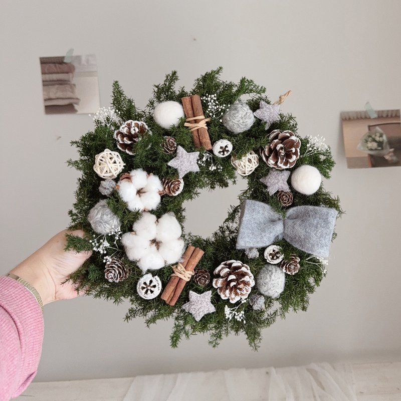 星星心願 永生雪松聖誕花圈 - 乾燥花/永生花 - 植物．花 