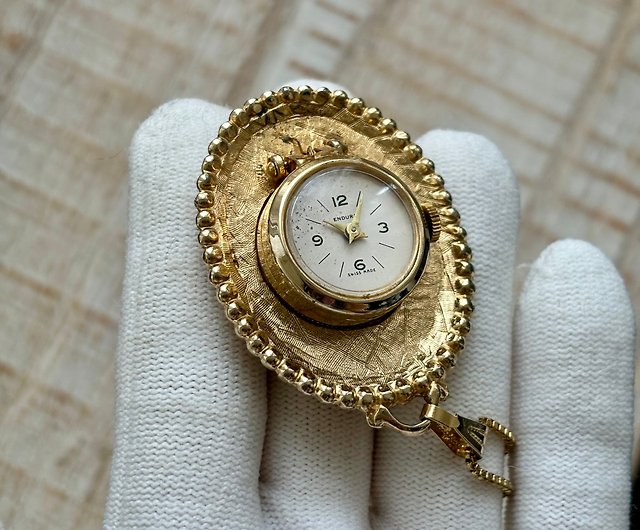 ENDURAスイスグリーン鉱石手巻き機械式時計懐中時計ネックレス ...