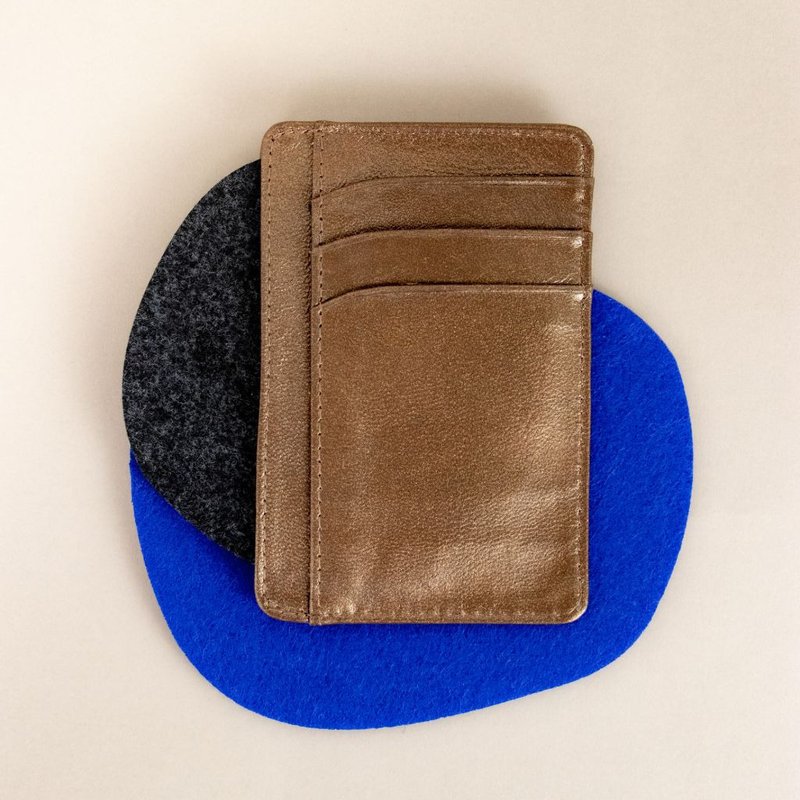 SIMPLE | หนังวัว CARD CASE | สีดำ - กระเป๋าสตางค์ - หนังแท้ สีนำ้ตาล